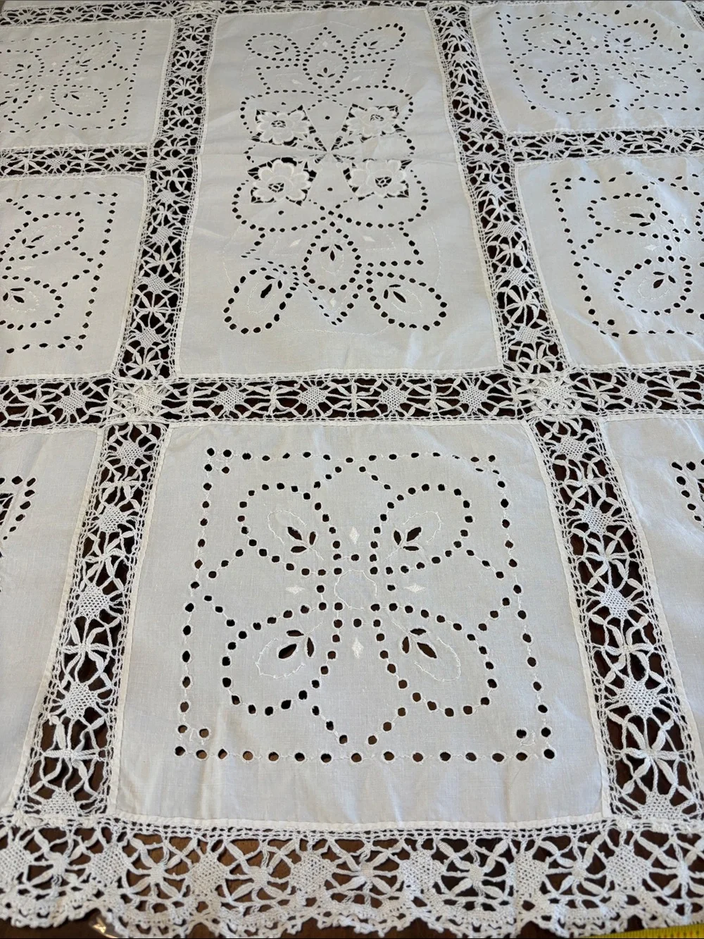 Vintage White Cutwork Lace Table Cloth - Classic Home Dining